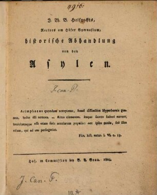 J. Th. B. Helfrechts historische Abhandlung von den Asylen