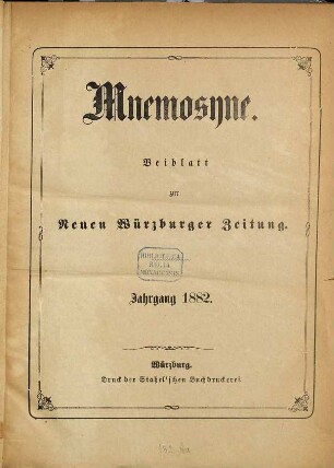 Mnemosyne. 1882