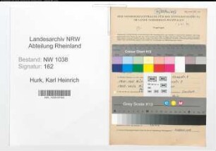 Entnazifizierung Karl Heinrich Hurk , geb. 07.10.1905 (Bauingenieur)