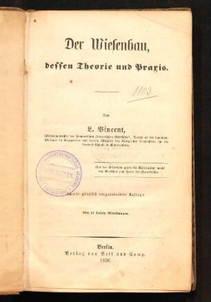Der Wiesenbau, dessen Theorie und Praxis
