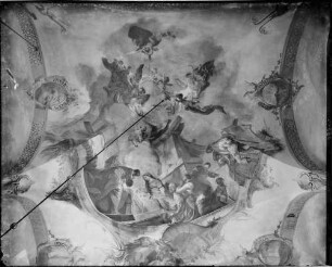 Baitenhausen Wallfahrtskapelle Sankt Maria am Berg Karmel Deckenbild Anbetung der Hirten von Josef Wolfgang Baumgarten (um 1760)