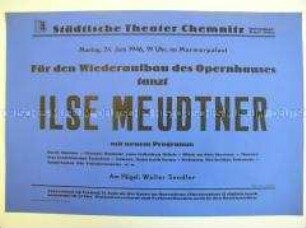 Maueranschlag mit Ankündigung eines Tanzabends mit Ilse Meudtner zugunsten des Wiederaufbaus des Chemnitzer Opernhauses