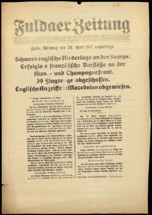 Ausgabe vom Mittwoch, den 25. April 1917.