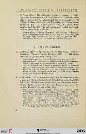 II. Inkunabeln (Nr. 22-176)