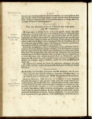 Recherches sur l'action qu'exerce l'acide nitrique, sur la matière nacrée des ealculs biliaires humains (cholesterine), et sur l'acide qui en résulte