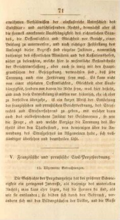 V. Französische und preußische Civil-Prozeßordnung