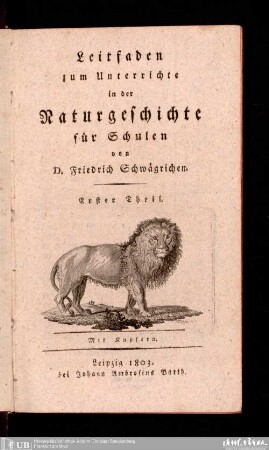 1: Leitfaden zum Unterrichte in der Naturgeschichte für Schulen