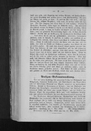 Polizey=Bekanntmachung.