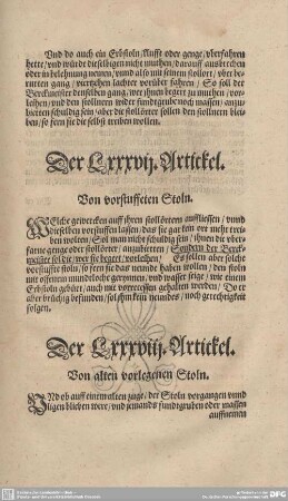 Der LXXXVII. Artickel. Von vorstuffeten Stoln.