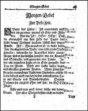 Morgen-Gebet Zur Pest-Zeit.