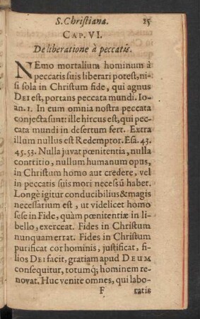 Cap. VI. De liberatione a peccatis.