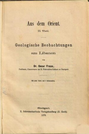 Aus dem Orient, II. Geologische Beobachtungen am Libanon
