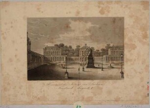 Das Denkmal König Friedrich August I. von Sachsen (der Gerechte, 1750-1827) im Zwinger in Dresden