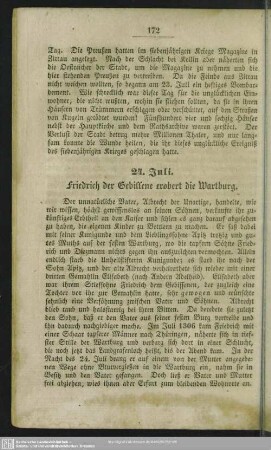 24. Juli. Friedrich der Gebissene erobert die Wartburg