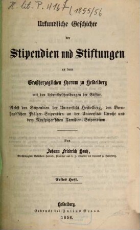 Jahresbericht über das Großh. Lyceum zu Heidelberg : am Schlusse d. Schuljahres ..., 1855/56, Beil.