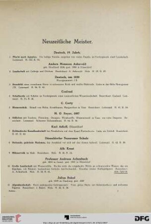Neuzeitliche Meister (Nr. 1-128)