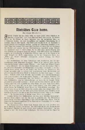 Nietzsches Ecce homo. Von Hans Wendelin.