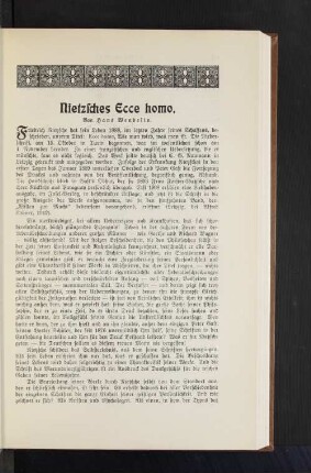 Nietzsches Ecce homo. Von Hans Wendelin.