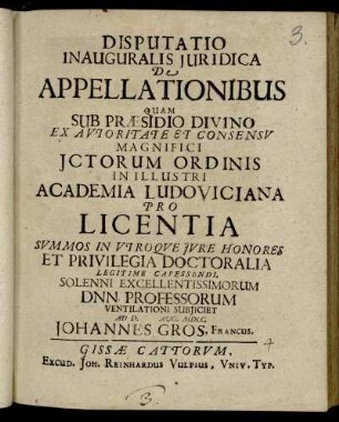 Disputatio Inauguralis Iuridica De Appellationibus