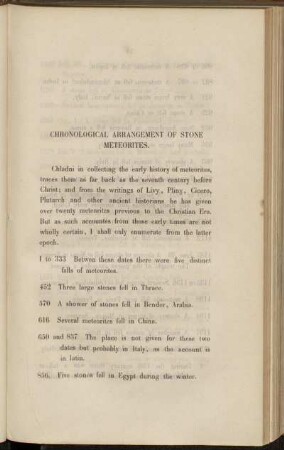 Chronological arrangement of stone meteorites [Part I]