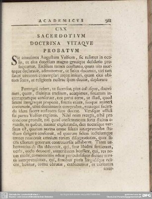 CXX Sacerdotium Doctrina Vitaque Probatum
