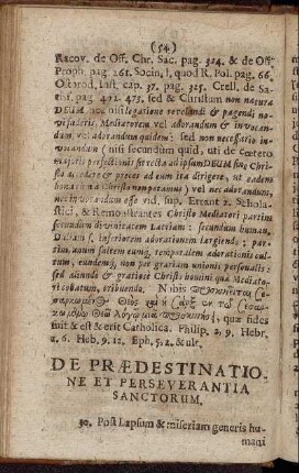 De Prædestinatione Et Perseverantia Sanctorum.