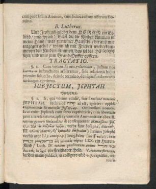 Subiectum, Jephtah vovens.