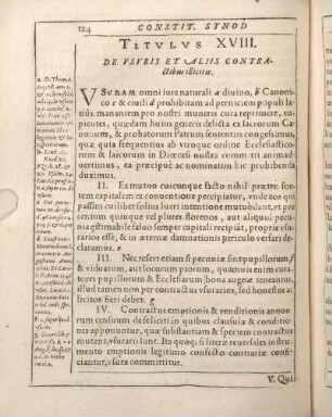Titvlvs XVIII. De Vsvris Et Aliis contractibus illicitis.