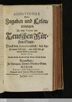 Herrn Veit Ludwigs von Seckendorff/ [et]c. Teutscher Fürsten Stat