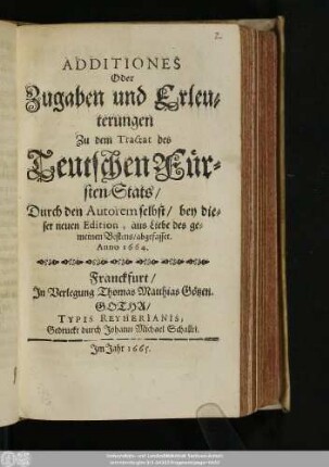 Herrn Veit Ludwigs von Seckendorff/ [et]c. Teutscher Fürsten Stat
