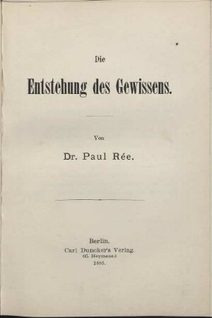 Die Entstehung des Gewissens
