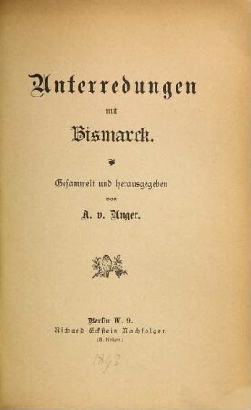 Unterredungen mit Bismarck, 2