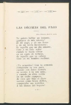 Las décimas del pago : Para frederico Real de Azúa.