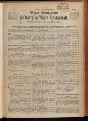 22: Göttingen-Grubenhagensches landwirthschaftliches Wochenblatt