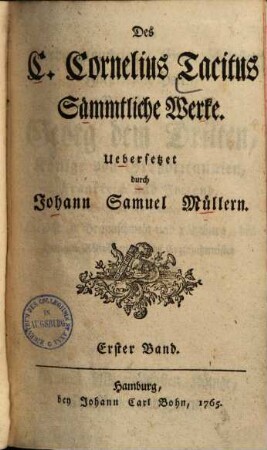 Des C. Cornelius Tacitus Sämmtliche Werke, 1