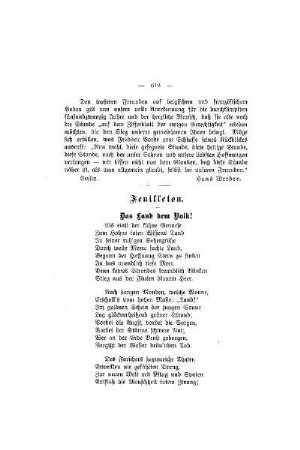 Feuilleton : Das Land dem Volk