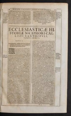 Ecclesiasticae Historiae ... Tomus Primus.