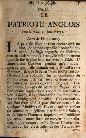 Le patriote anglois dans l'Empire ou histoire de l'Europe. 1751