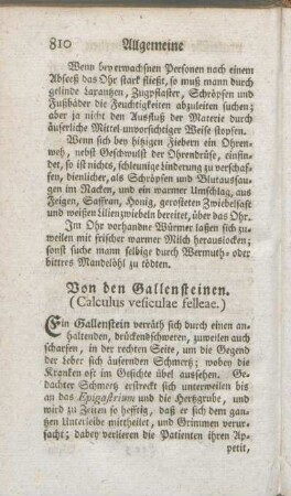 Von den Gallensteinen. (Calculus vesiculae felleae.)