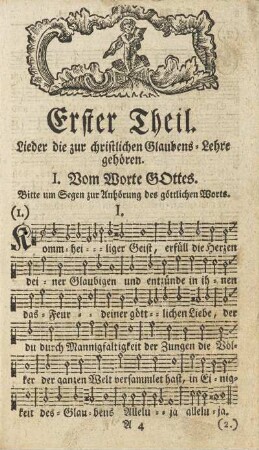 Erster Theil. Lieder die zur christlichen Glaubens-Lehre gehören