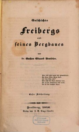 Geschichte Freibergs und seines Bergbaues, 1