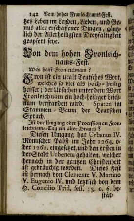 Von dem hohen Fronleichnams-Fest.