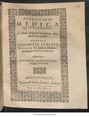 Exercitatio Medica Quadragesima