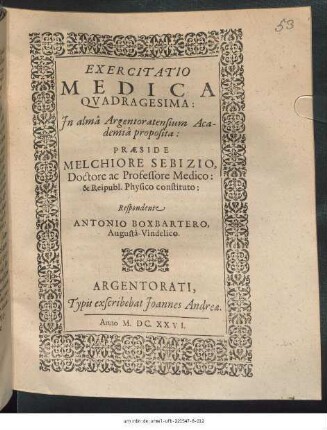 Exercitatio Medica Quadragesima