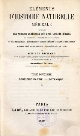 Éléments d'histoire naturelle médicale : contenant des notions générales sur l'histoire naturelle ..., 2,2. Botanique II