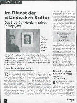 Im Dienst der isländischen Kultur. Das Sigurður-Nordal-Institut in Reykjavik