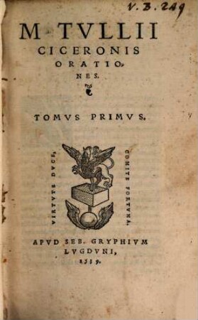 M. Tvllii Ciceronis Opera, 2. Orationes ; T. 1