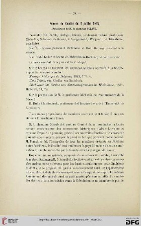 Séance du Comité du 3 juillet 1882