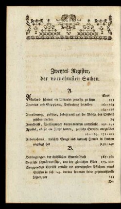 Zweytes Register der vornehmsten Sachen