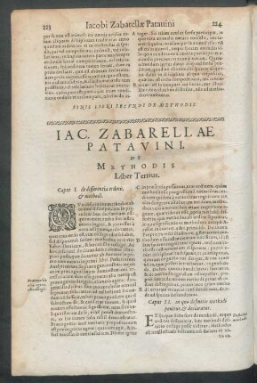 Iac. Zabarellae Patavini, De Methodis Liber Tertius.